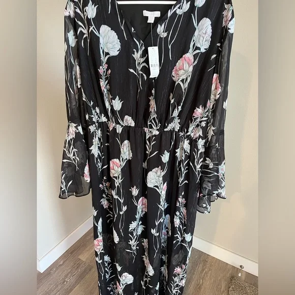 knee length dresses for ladies YEZWE Full Length Jimicho Satin Flaired Maxi Dress main image 1